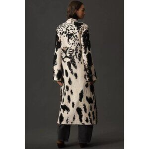Pilcro Black and Cream Leopard Jacquard Long Cardigan